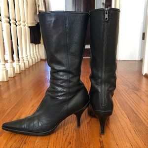 Miu Miu black calf boots w/ pointed toe